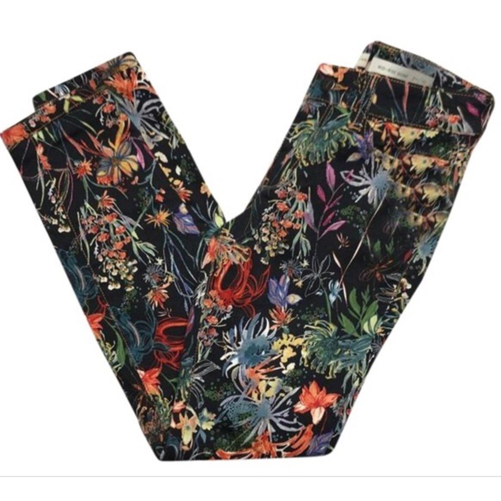 Anthropologie Cropped Floral Jeans
